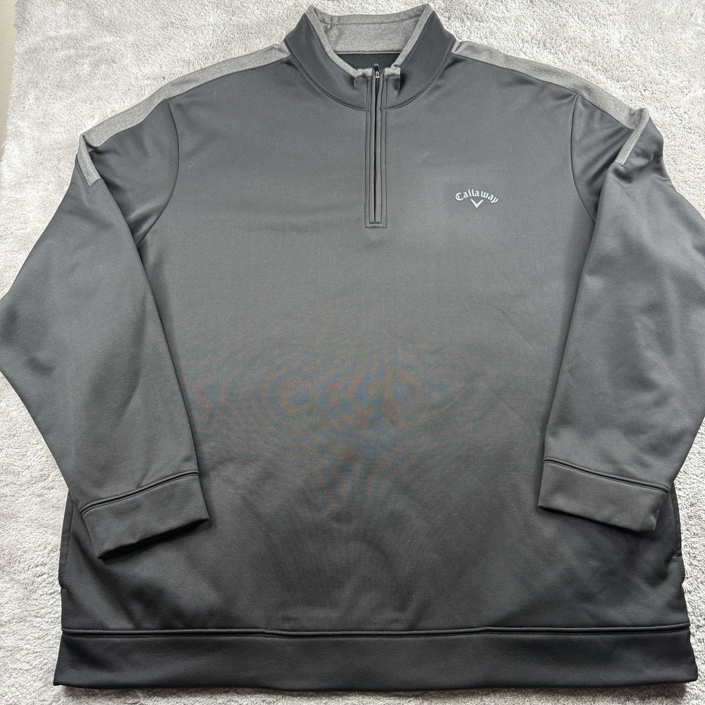 Callaway Golf 1/4 Zip Pullover Mens XXL Black Fleece Lined Stretch Jacket 2XL